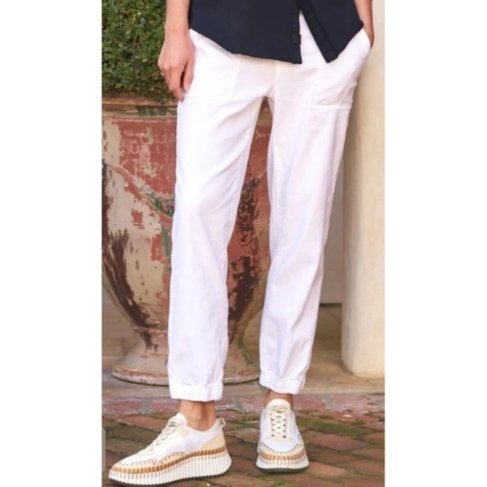 Frank & Eileen Jameson Utility Jogger Pants‎ Size 2 White Linen Cotton Beachy